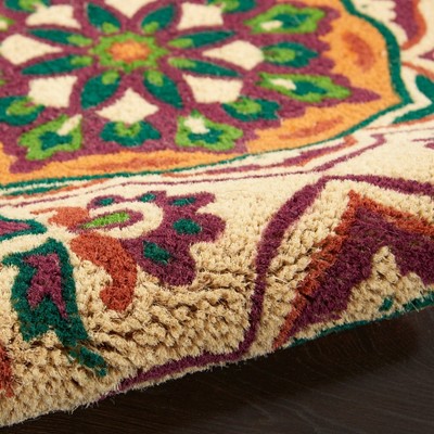 Handmade Blue Floral Rectangular Tufted Doormat
