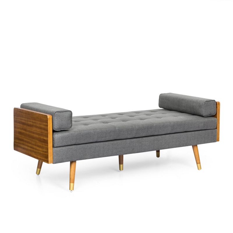 Keairns Mid Century Modern Tufted Double End Chaise Lounge with Bolster Pillows - Christopher Knight Home, 1 of 11