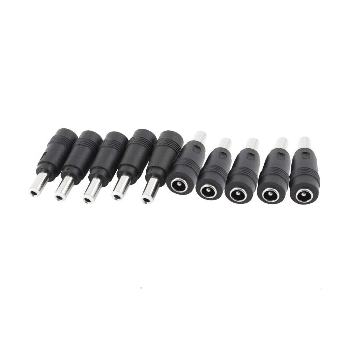 Unique Bargains Metal Plastic DC Power Jack Adapter Connector 5.5 x 2.5mm Male to 5.5 x 2.1mm Female 10 Pcs