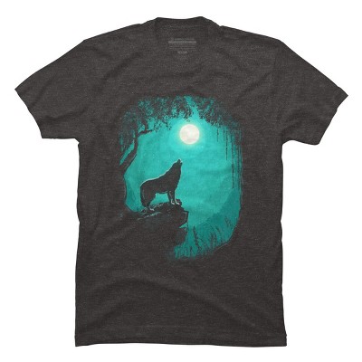 Men's Design By Humans Wolf Howl On A Moonlit Forest Night By T-Shirt
