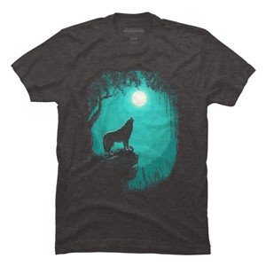 Men's Design By Humans Wolf Howl On A Moonlit Forest Night By T-Shirt - 1 of 2