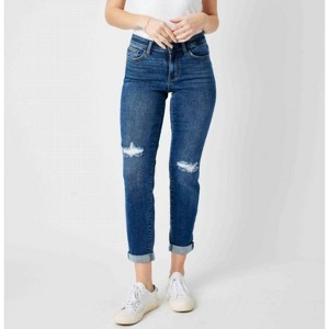 Kayak Rack Judy Blue Women's High Rise Bootcut Jeans - Medium Wash With Frayed Hem Canoe Rack