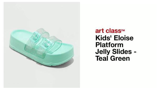 Kids' Eloise Platform Jelly Slides - art class™ Teal Green, 2 of 6, play video