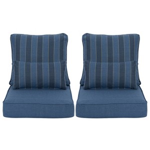 Aoodor Outdoor Deep Seat Chair Cushion Set, Olefin Fabric, Slipcover with Sponge Foam, (Set of 2 Seats, 2 Backs, 2 Lumbar Pillows) - 1 of 4