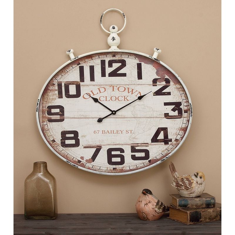 Metal Pocket watch Style Wall Clock White - Olivia &#38; May, 2 of 7