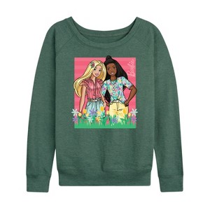 Women's - Barbie - Easter Lightweight French Terry Wide Neck Long Sleeve Shirt - 1 of 4