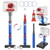 Skirfy 4 in 1 Kids Basketball Hoop T Ball Set Ring Toss Game for Kids, Baseball Tee with Automatic Pitching Machine, Blue - 3 of 4