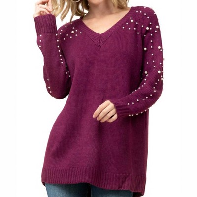 Women's Pearl Embellished Sweater - entro