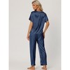 cheibear Women's Satin Summer Short Sleeves Sleepshirt with Pants Lounge Pajamas Sets - 3 of 4