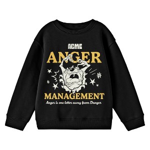 Looney Tunes ACME Anger Management Crew Neck Long Sleeve Boys' Black Sweatshirt - 1 of 2