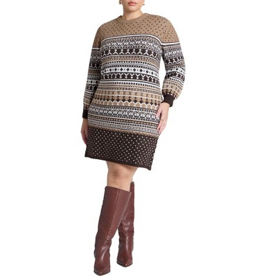 ELOQUII Women's Plus Size Mini Sweater Dress