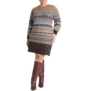 ELOQUII Women's Plus Size Mini Sweater Dress - 1 of 3