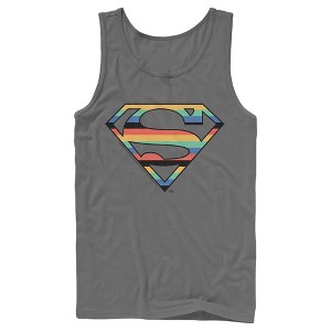 Men's Superman Logo Retro Stripe Tank Top - 1 of 3
