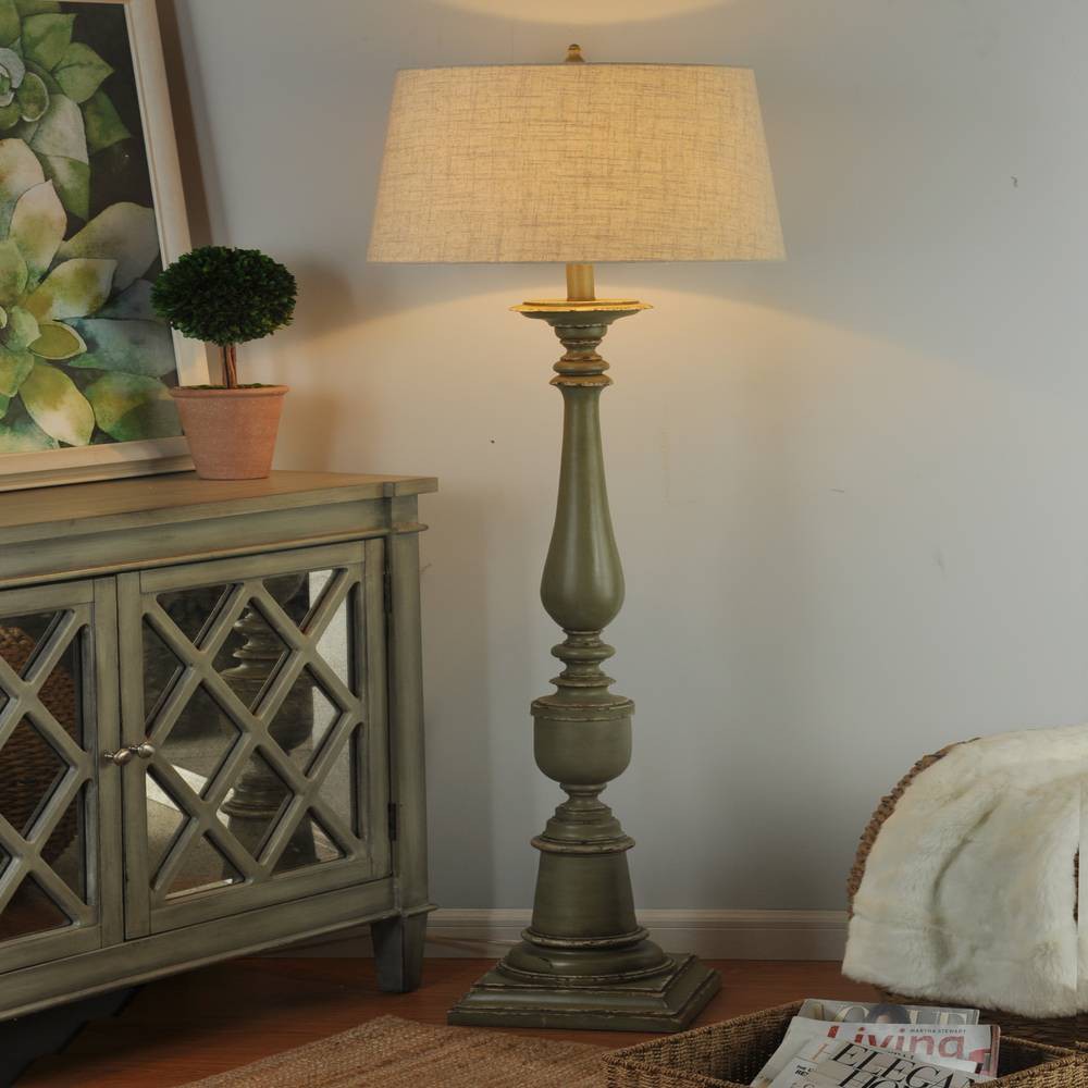 Photos - Floodlight / Street Light StyleCraft 64" Antique French Polyester Resin Floor Lamp Olive Green  