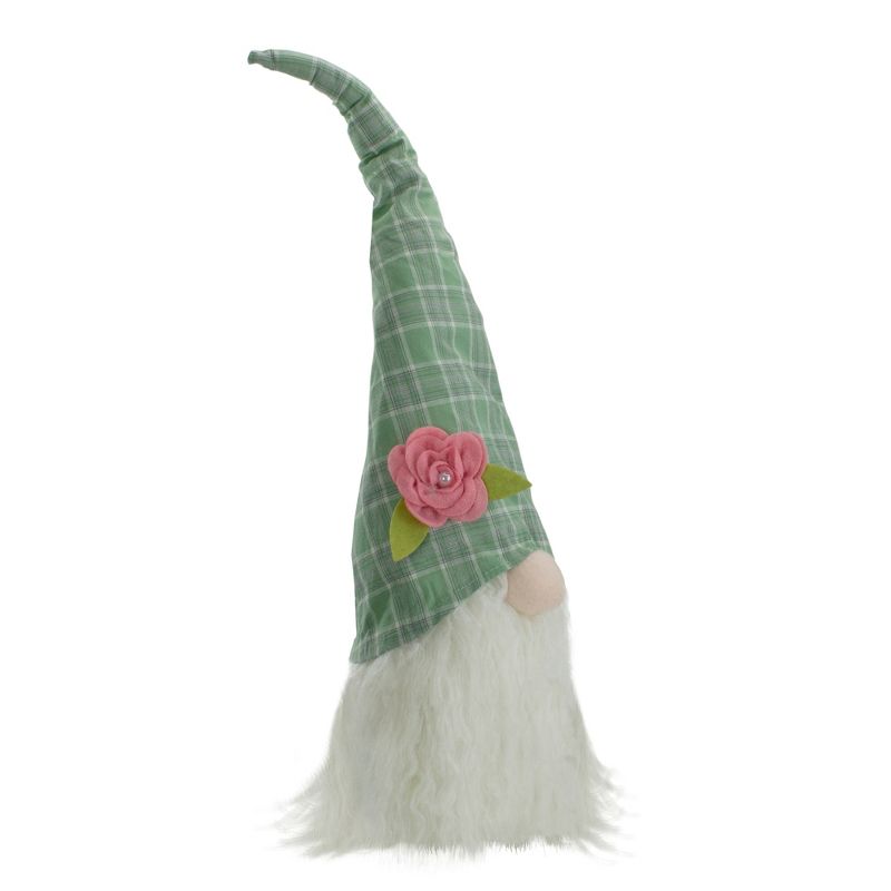 Northlight 20" Green and White Plaid Spring and Easter Gnome Head Table Top Decor, 3 of 6