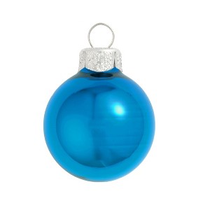 Northlight Petite Shiny Finish Glass Christmas Ball Ornaments - 1.25" (30mm) - Teal Blue - 40ct - 1 of 4