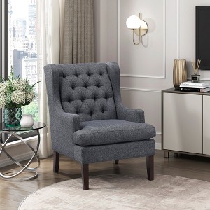 Upholstery Button-Tufted Accent Chair with Foam Cushion, Attached Cushions and Removable Cover - 1 of 4