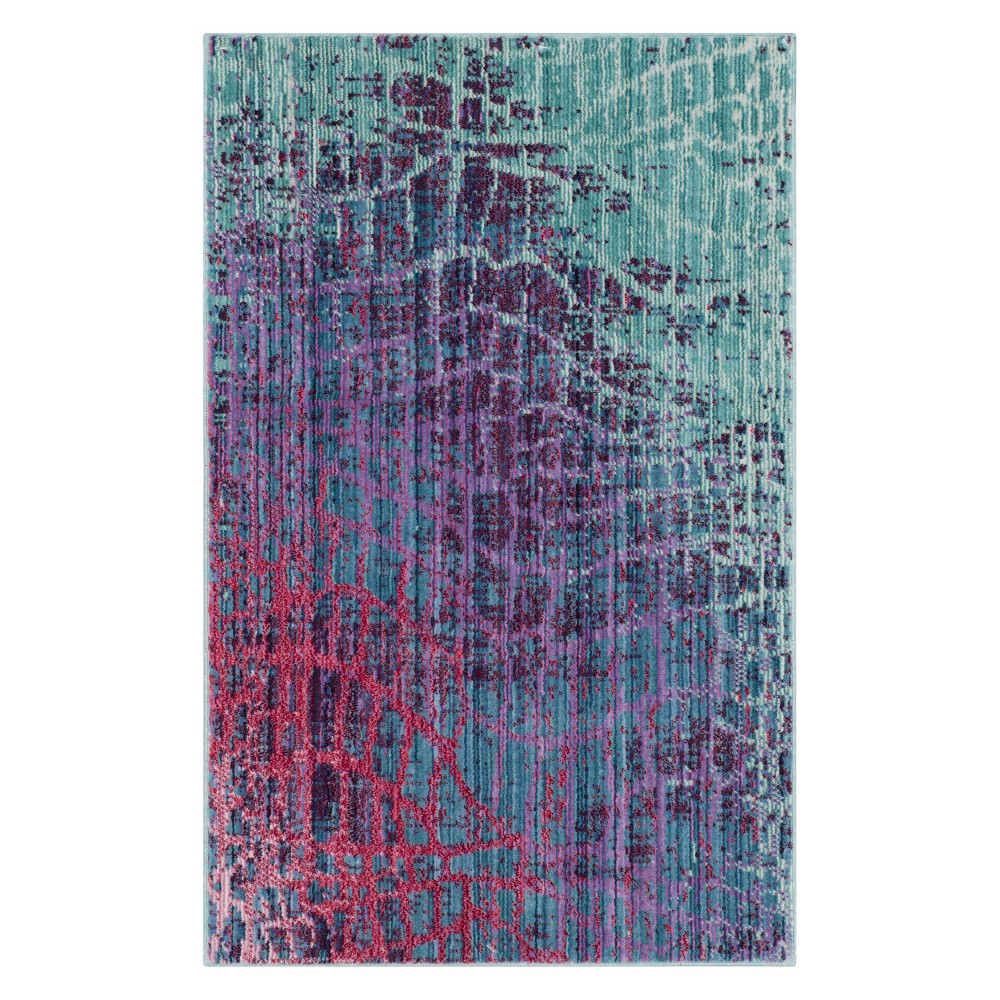 2'x3' Ombre Design Loomed Accent Rug Blue/Fuchsia - Safavieh