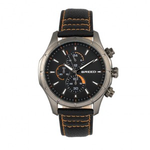 Breed Lacroix Chronograph Leather-Band Watch - Gunmetal/Orange - 1 of 3