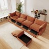 L-Shaped Sectional Sofa with Footstool, 4-Seater Sofa with Pull-Out Storage Drawers, Upholstered Chenille Sofa with Cushion-Coolbibila - 3 of 4