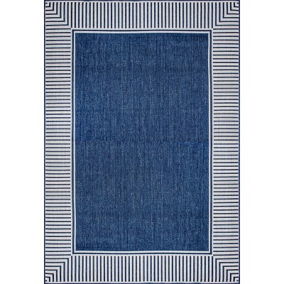 nuLOOM Asha Striped Border Stain Resistant High Traffic Outdoor Area Rug