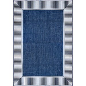 nuLOOM Asha Striped Border Stain Resistant High Traffic Outdoor Area Rug - 1 of 4
