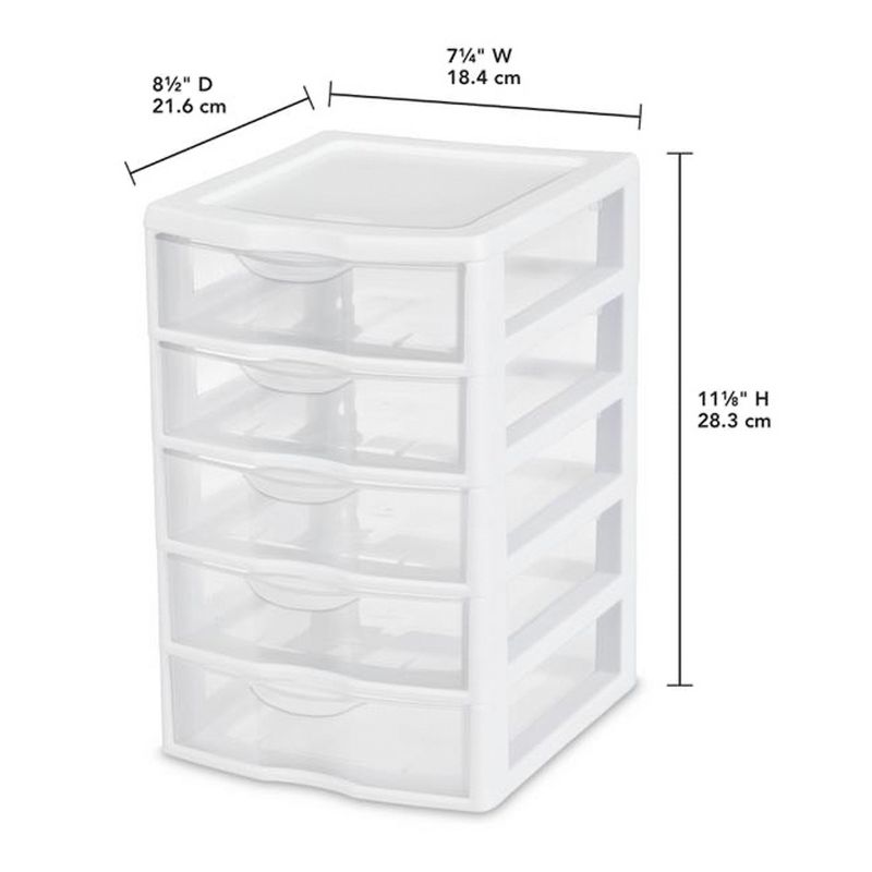 Sterilite Clearview Small Clear Plastic Stackable 5 Drawer Storage System for Desktop and Drawer Household Organization for Stationary or Pens, 4 of 8