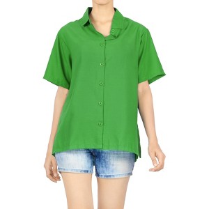 LA LEELA Womens Summer's Casual Blouse Shirt Blouses Short Sleeve Button Up Dress Tops Tee Shirts Coverup Hawaiian Dresses for Women - 1 of 4