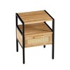 15.75 Inch Nightstand With Rattan Drawer Easy Assembly Mid Century Modern Nightstand For Small Spaces Living Room - 4 of 4