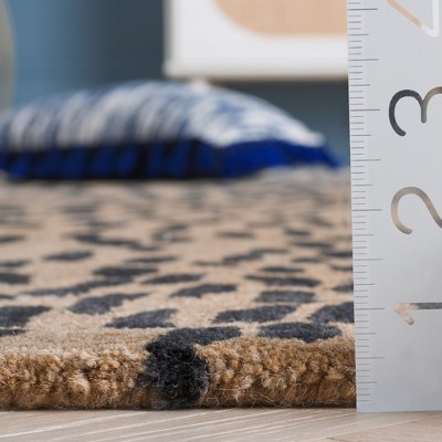 Handmade Tufted Beige and Brown Wool Square Rug