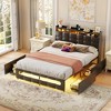 Aheaplus Upholstered Bed Frame with Storage Headboard, Charging Station, LED Light - 2 of 4