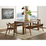 5pc Rasmus Extendable Dining Table Set with 2 Benches and 2 Armchairs Chestnut - Boraam
