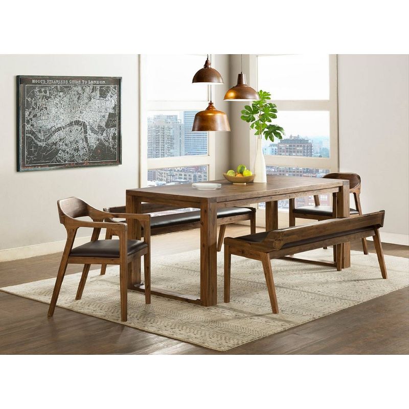 5pc Rasmus Extendable Dining Table Set with 2 Benches and 2 Armchairs Chestnut - Boraam, 1 of 11