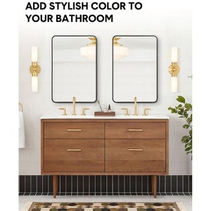 Wall Mount Matte Black Rectangle Bathroom Vanity Mirror for Bathroom, Over Sink, Vanity, Entryway, Hangs Horizontally/Vertically - 1 of 4