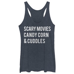 Women's CHIN UP Halloween Candy Corn and Cuddles Racerback Tank Top - 1 of 3