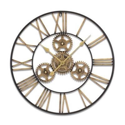 Melrose Industrial Iron Gears Wall Clock 23.75"D
