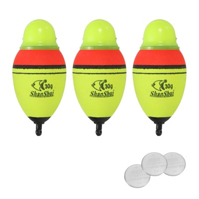 Unique Bargains EVA Green Red LED Lighted Fishing Slip Bobber for Night Fishing 3 Pcs