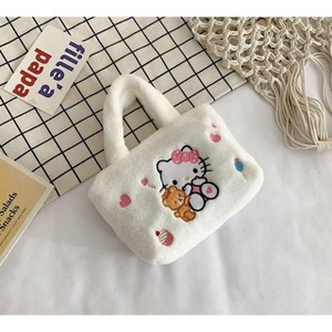 Paaaawaters Small Soft Cute Plush Handbag with Teddy Bear Embroidery Pink 12*12*11in - 1 of 2