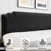 Platform Bed Frame, with Rivet Decor Headboard, Velvet Upholstered Bed Frame with Strong Wood Slat Support, No Box Spring Needed, Black - 2 of 4