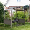 Outsunny 8'x5' BBQ Grill Gazebo with 2 Side Shelves, Outdoor Double Tiered Interlaced Polycarbonate Roof with Steel Frame, Brown - 3 of 4