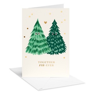 Romantic Christmas Card Together Fir-Ever Cute Tree Couple Includes Envelope - 1 of 4