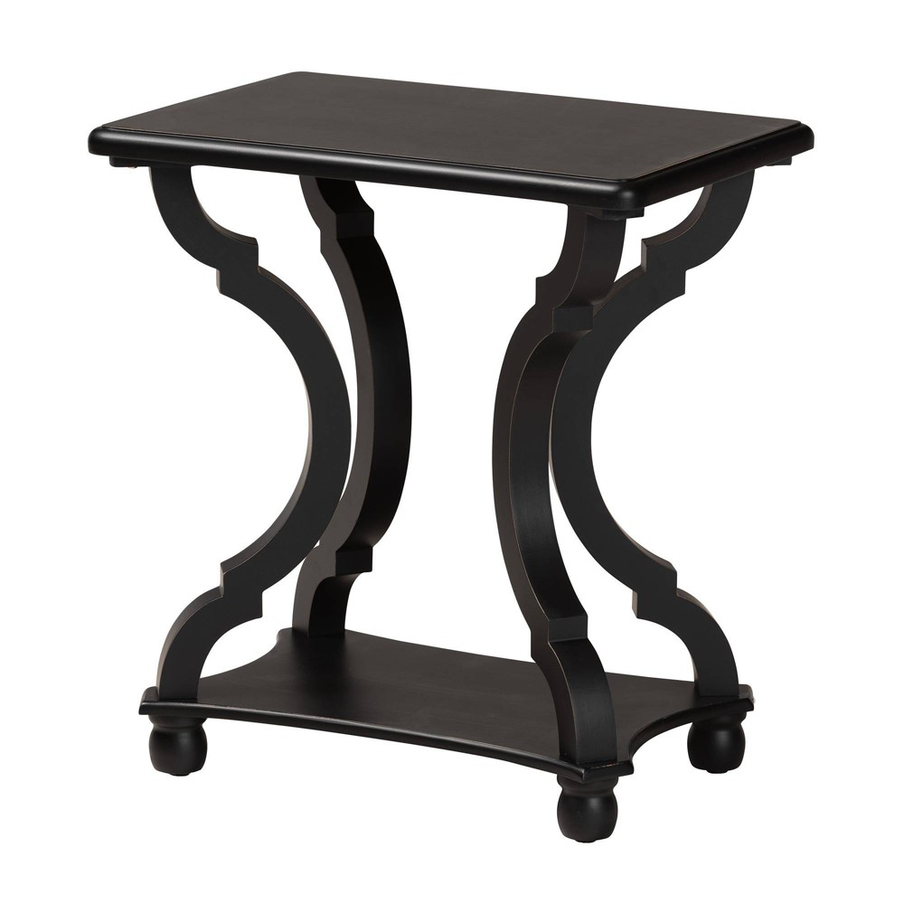 Baxton Studio Cianna Wood End Table Black: Rectangle Shape, Fir & MDF, Spot Clean, Adult Assembly