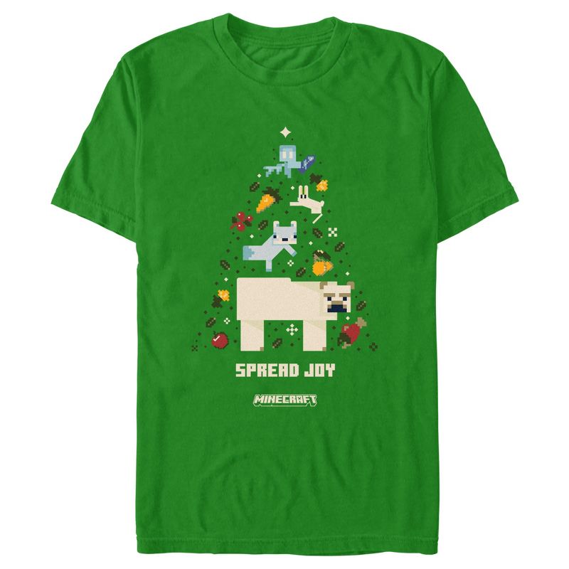 Men's Minecraft Spread Joy Christmas Tree T-Shirt, 1 of 6
