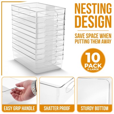 Sorbus 10 Pack Xlarge Clear Plastic Storage Bins with Handle - Perfect for kitchen, bathroom, pantry & more — фото 2