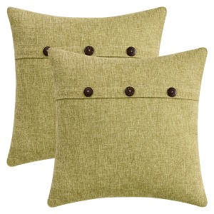 REGALWOVEN Solid Triple Button Decorative Throw Pillow Covers for Sofa Couch Bed 18 x 18 Inch 2 Pcs - 1 of 4