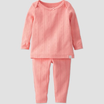 Image of Baby Girls' 2pc Organic Cotton Lap Shoulder Top and Bottom Set - little planet by carter's Pink 6M