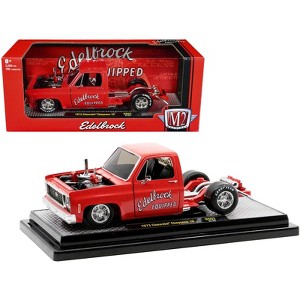 1973 Chevrolet Cheyenne Super 10 Square Body Bedless Truck Bright Red w/Graphics Ltd Ed 1/24 Diecast Model Car by M2 Machines - 1 of 3