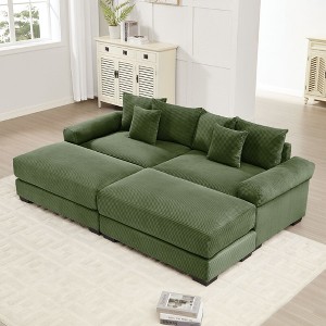 82.6" Oversized Cloud Modular Sectional Couch, Corduroy Fabric, Extra-Wide Armrests, Throw Pillows, Ergonomic Design - 1 of 4