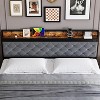 King LED Bed Frame with Headboard Upholstered Platform Bed with Charge Station and Storage Drawers Heavy Duty Metal Slats No Box Spring Needed Gray - 4 of 4