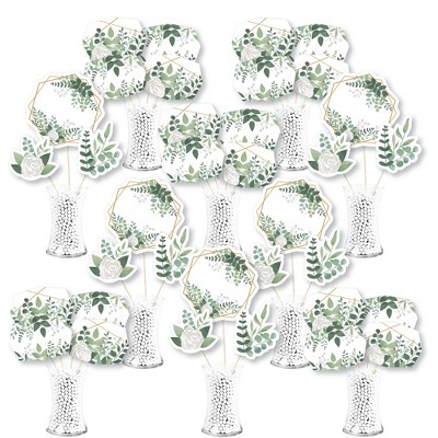 Big Dot of Happiness Boho Botanical - Greenery Party Centerpiece Sticks - Showstopper Table Toppers - 35 Pieces